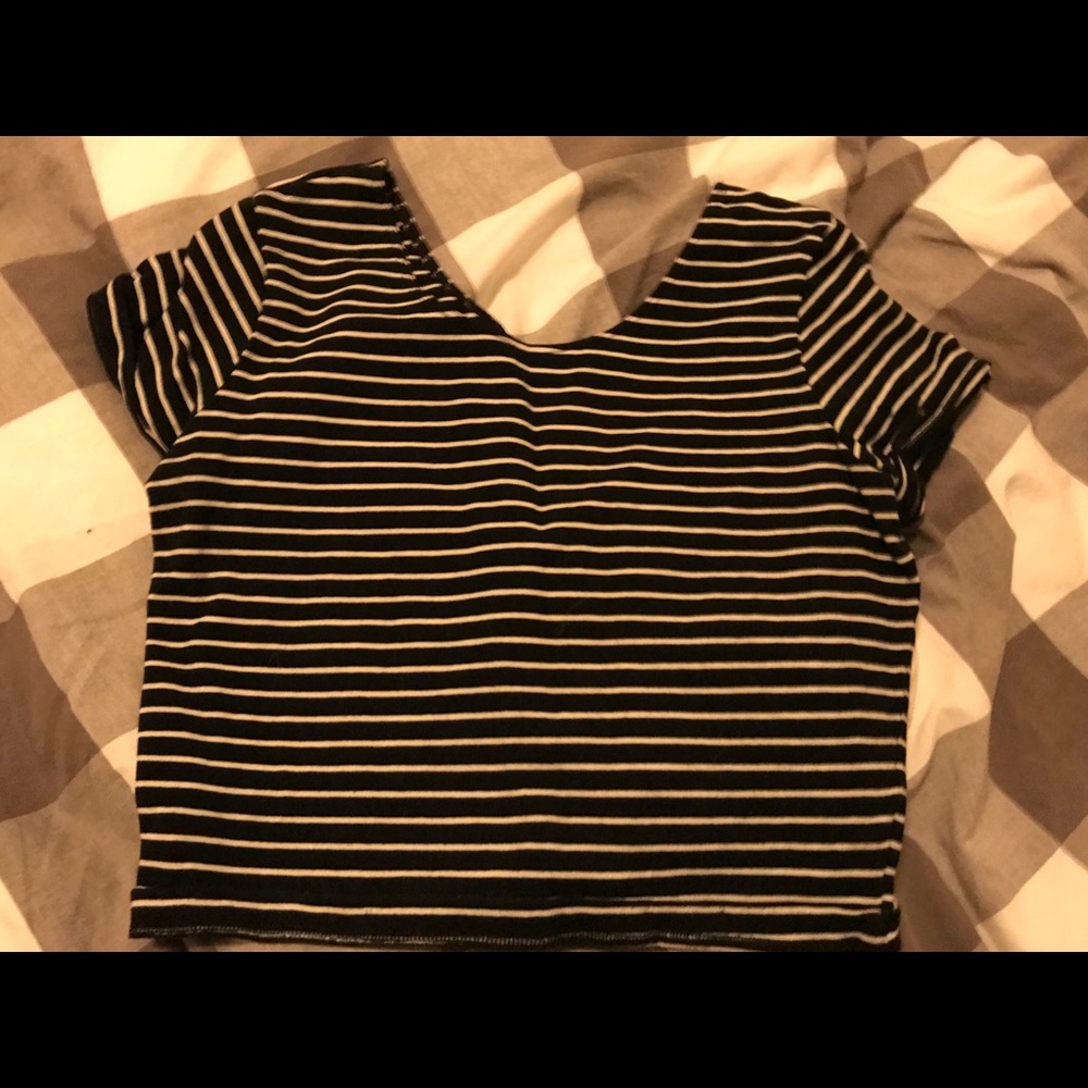 Black and white striped crop top